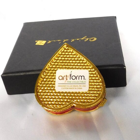 Art Form Hinged Trinket Box ETERNITY #502 Red Enamel Heart Valentine Goldtone - Picture 7 of 8